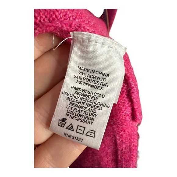 CeCe Hot Pink Drop Shoulder Crewneck Slouchy Rhinestone Stud Sweater 3X NEW - Picture 10 of 14